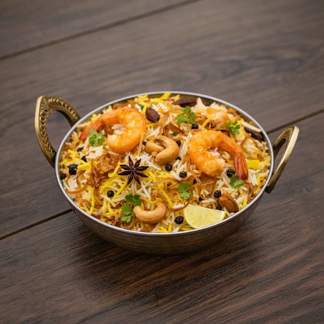 Little Spice Spl Shrimp Biryani.